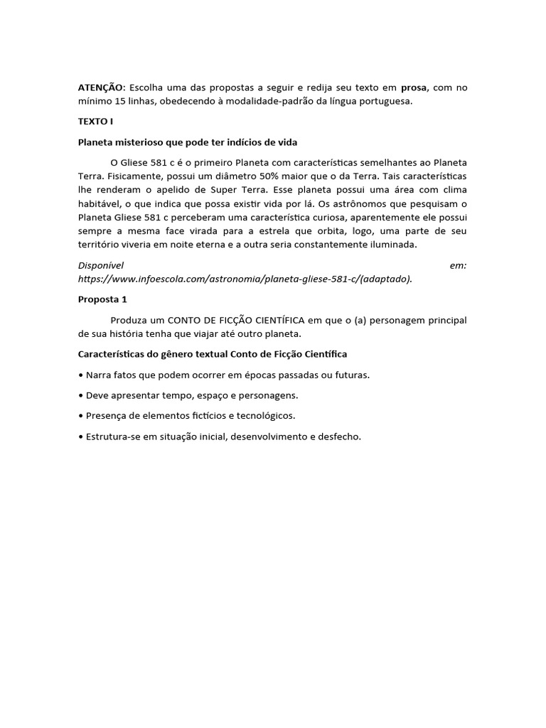 Conto de Ficção Científica: Viagem Espacial | PDF