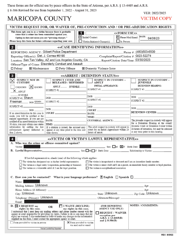 Arizona Victim Rights and Resources | PDF | Restraining Order ...