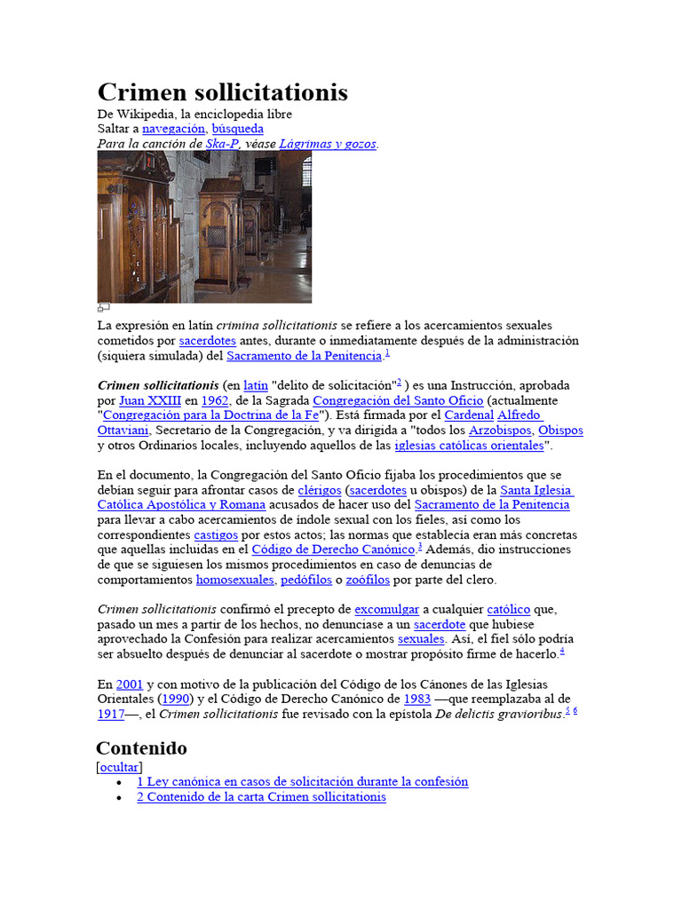 Crimen Sollicitationis PDF Iglesia Católica Derecho Canónico