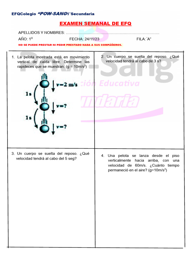 Examen Semanal 1ero de Efq | PDF
