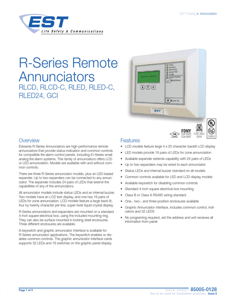 Edwards R-Series Annunciators Overview | PDF | Components | Computer ...