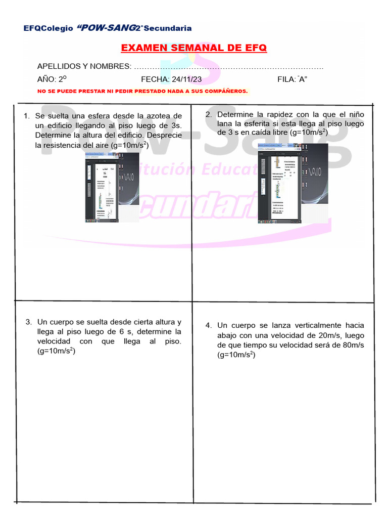 Examen Semanal 2do de Efq | PDF