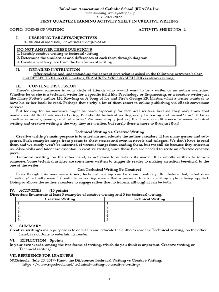 Las 1 | PDF | Learning | Writers