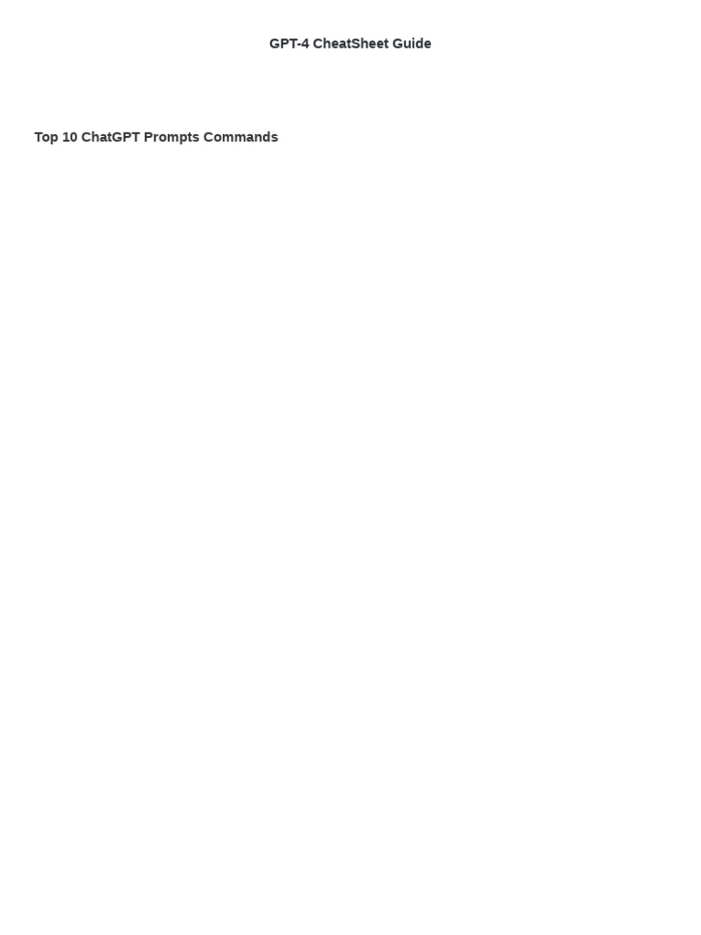 ChatGPT Cheat Sheet and Prompts Guide | PDF