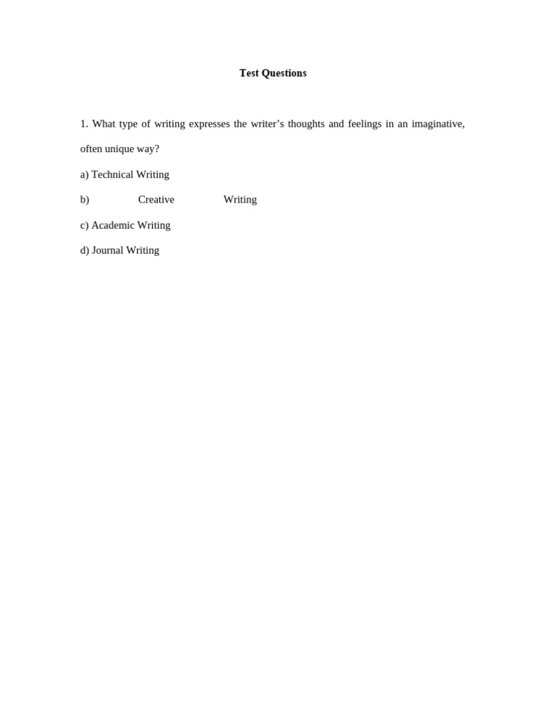 Test Questions Pdf Narration Plot Narrative