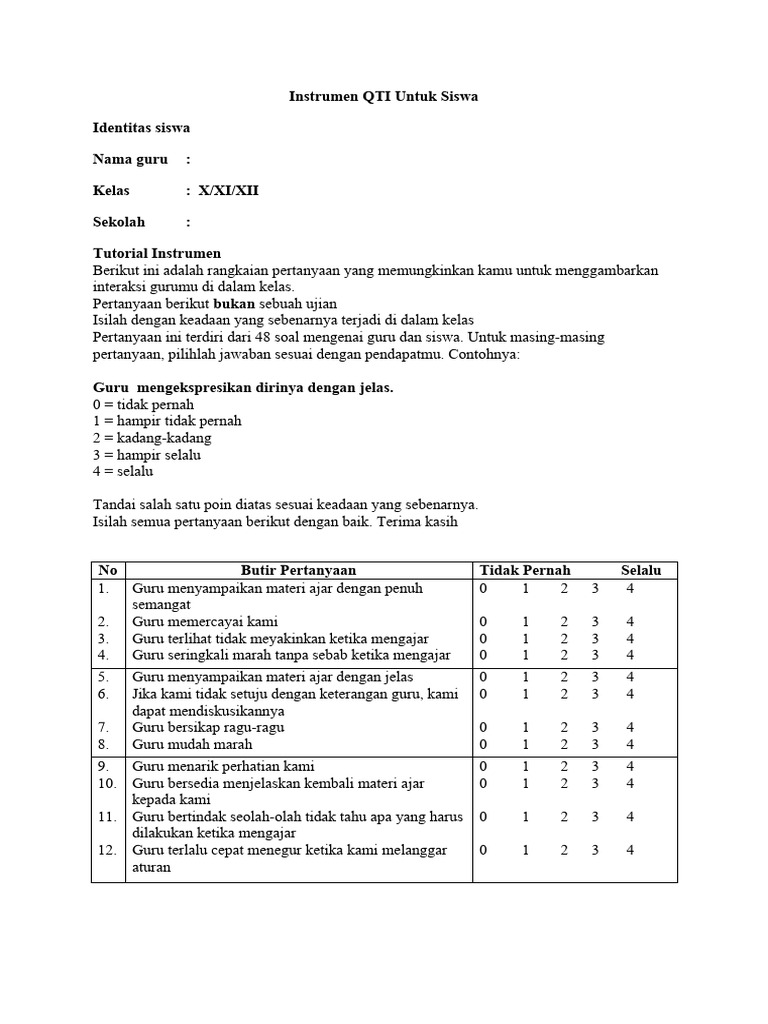 Instrumen Penilaian Interaksi Guru-Siswa | PDF