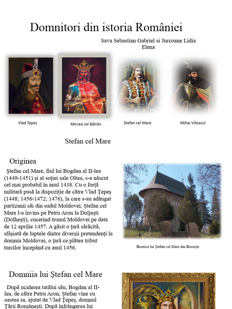 Domnitori Din Istoria României | PDF