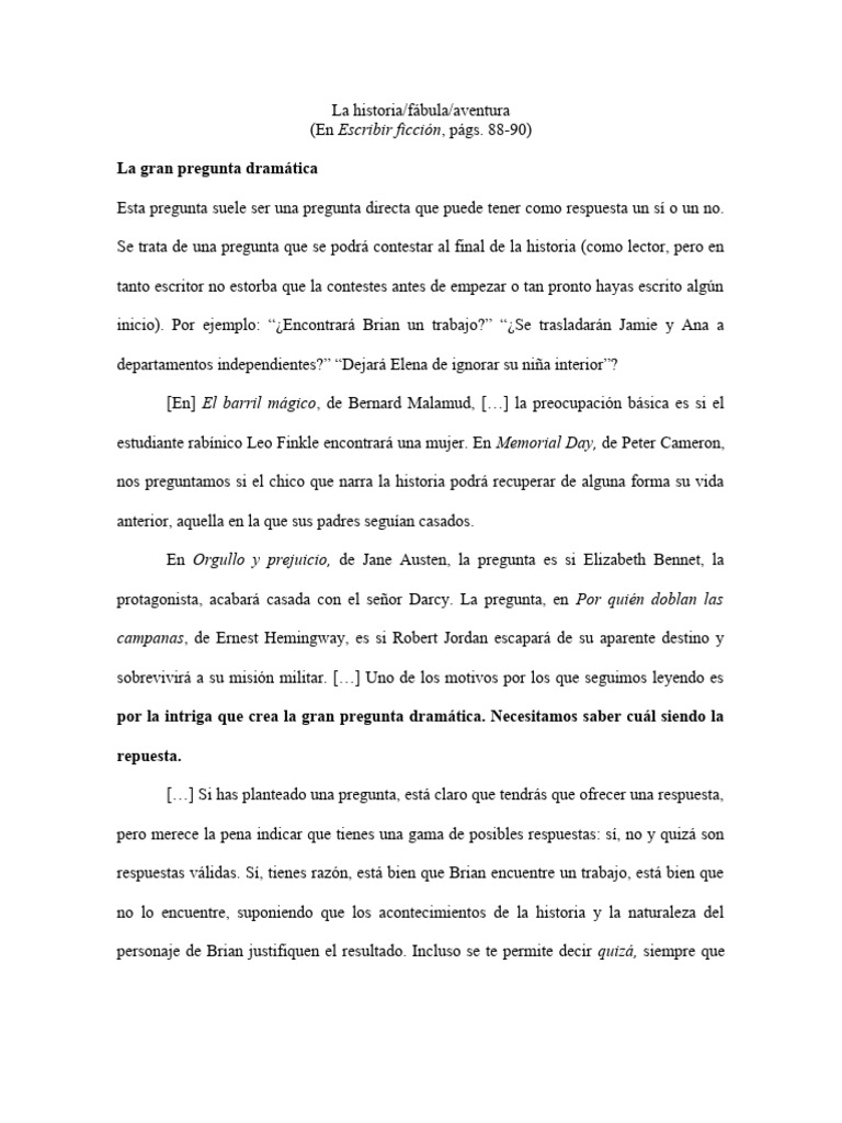 La Pregunta Dramática en la Narrativa | PDF | Orgullo y prejuicio