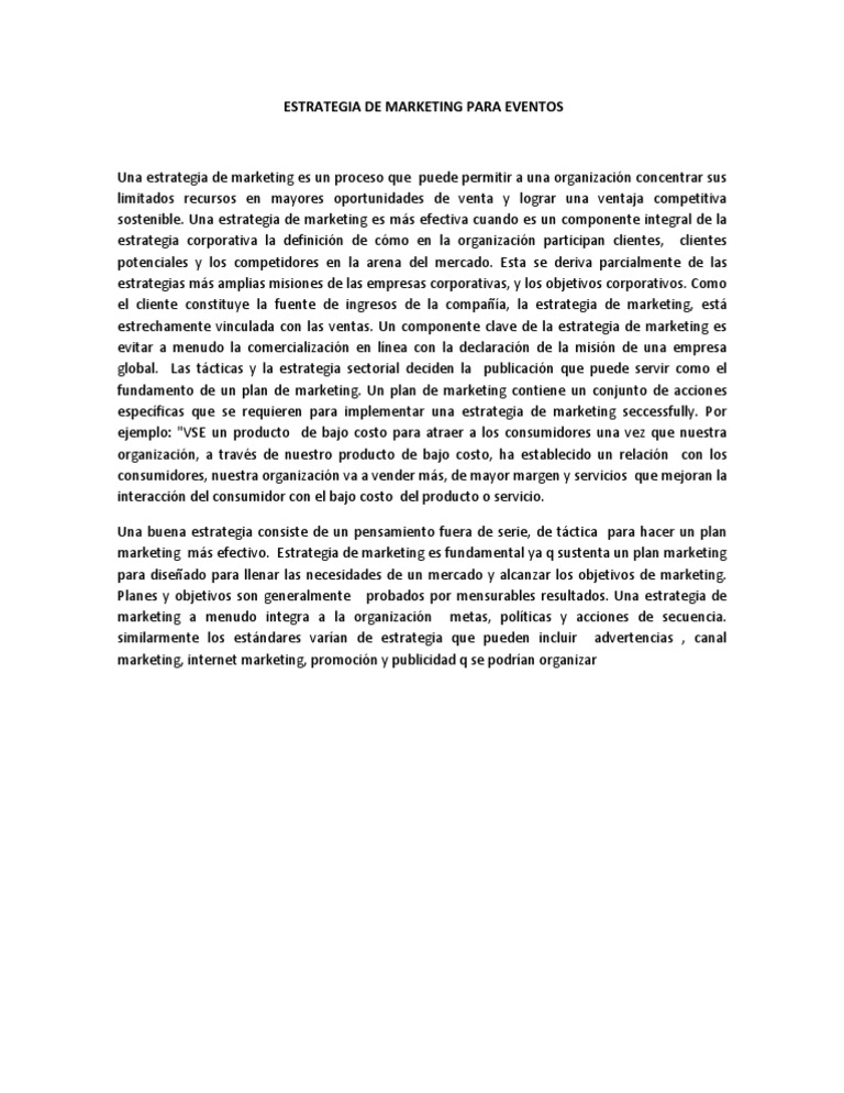 Estrategia de Marketing para Eventos | PDF | Producto (Negocio) | Marketing