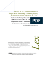 La Constitución de La Ciudad Autónoma de Buenos Aires. Su Análisis A 25 Años de La Re-Forma Constitucional Argentina de 1994