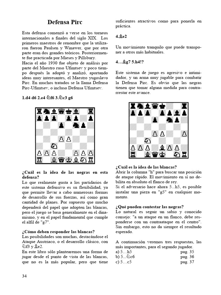 Estrategias de la Defensa Pirc en Ajedrez | PDF | Aperturas de ajedrez ...