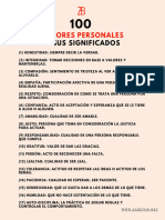 Lista PDF de 100 Valores Personales y Sus Significados