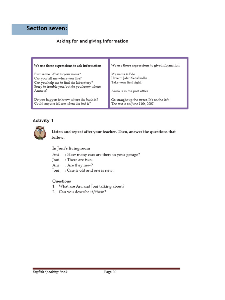 Section 7 Asking N Giving Information | PDF | Language Arts ...