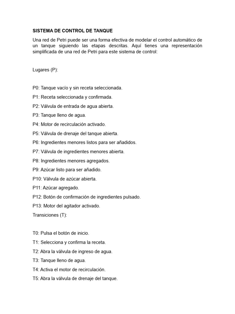 Sistema De Control De Tanque Pdf