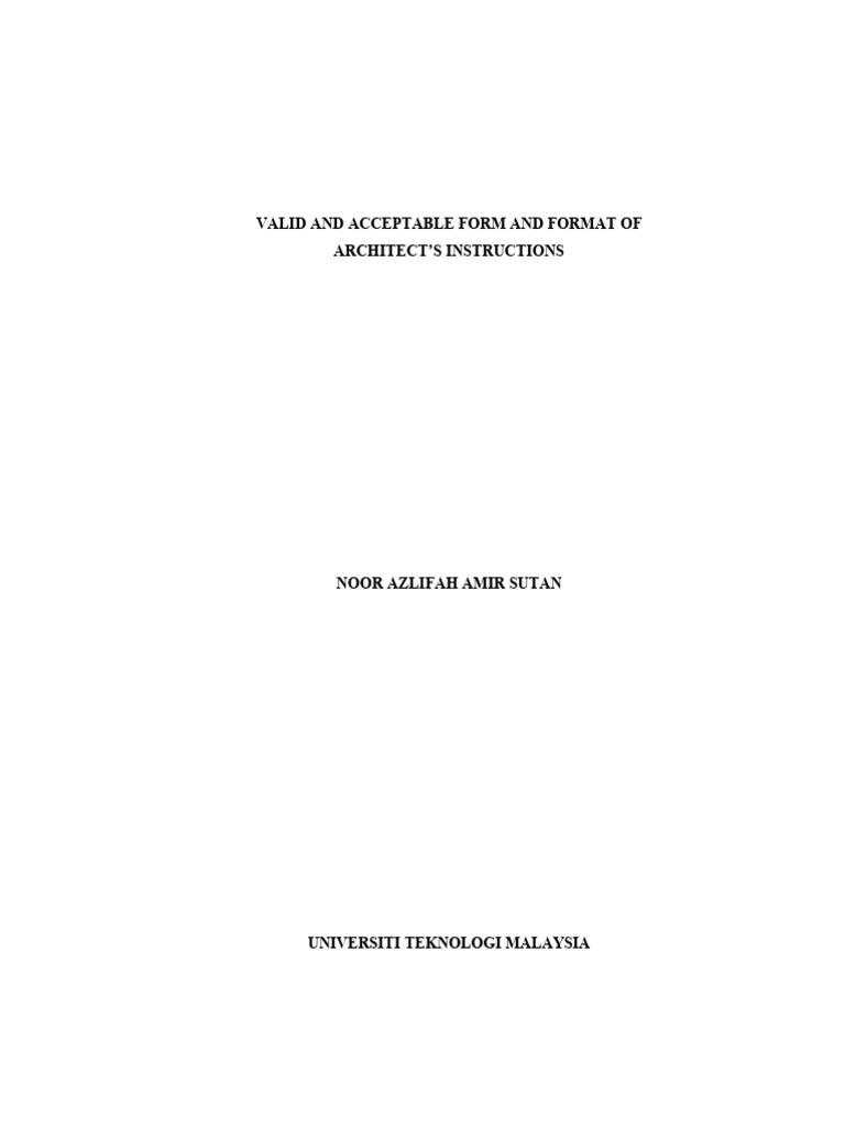 Architect's Instructions: Valid Formats | PDF | Business | Private Law