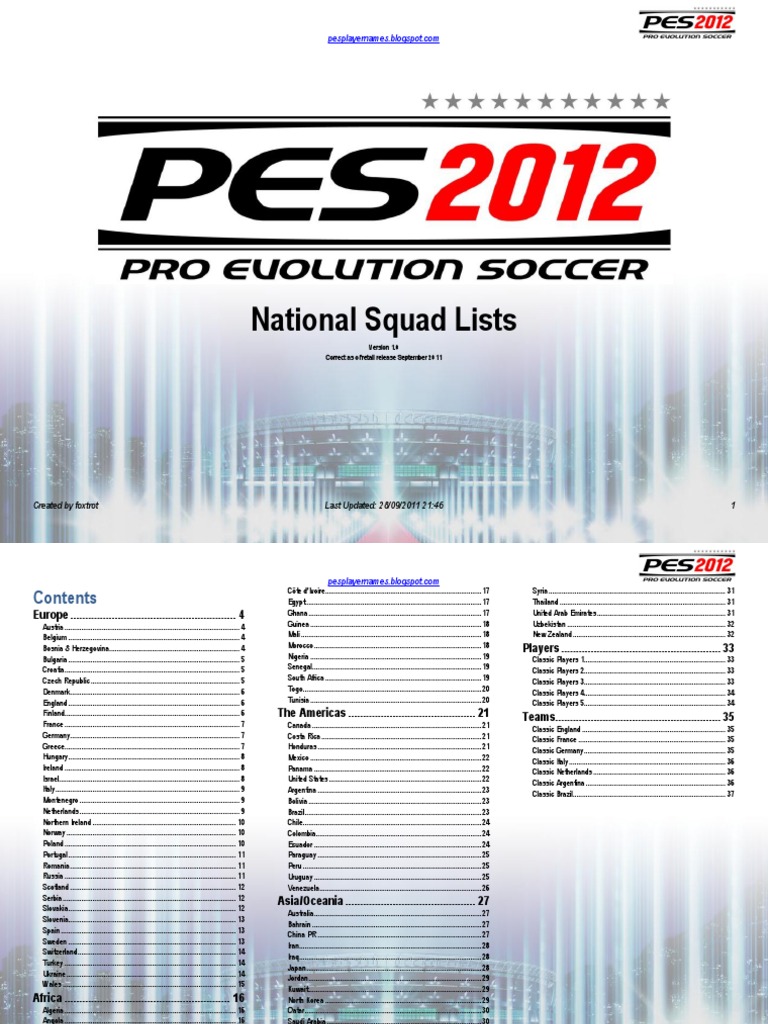 PES 2012 Jogadores Não Licenciados Com Seus Nomes Corrigidos