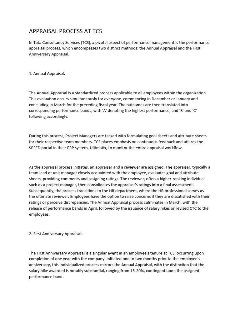 TCS Performance Appraisal Overview | PDF