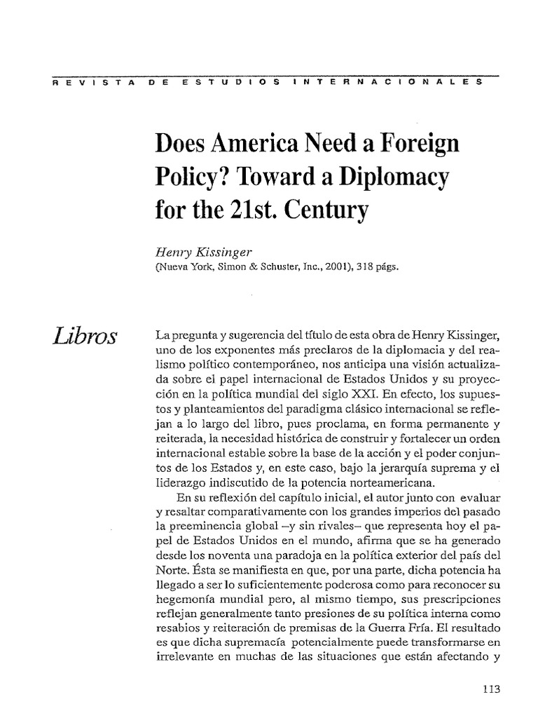 Does america need a foreign policy toward a diplomacy for the 21st