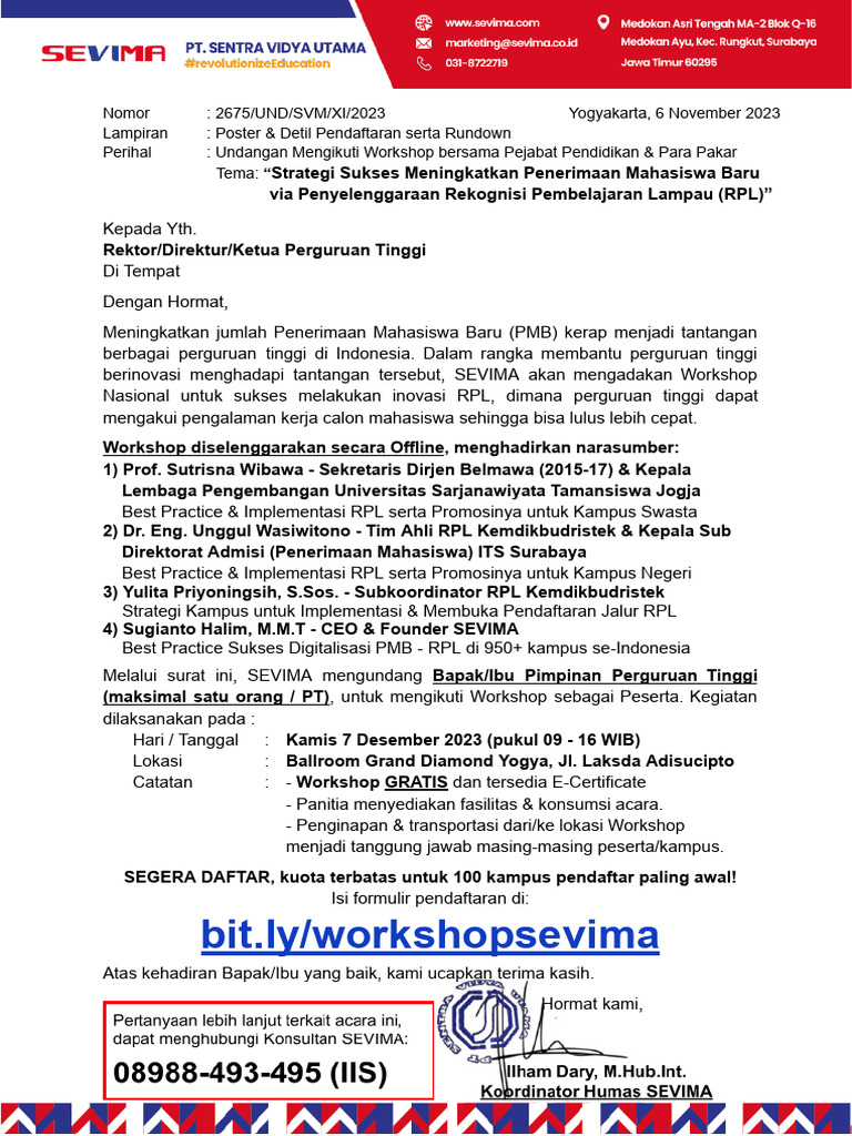 Workshop RPL: Strategi PMB Sukses 2023 | PDF