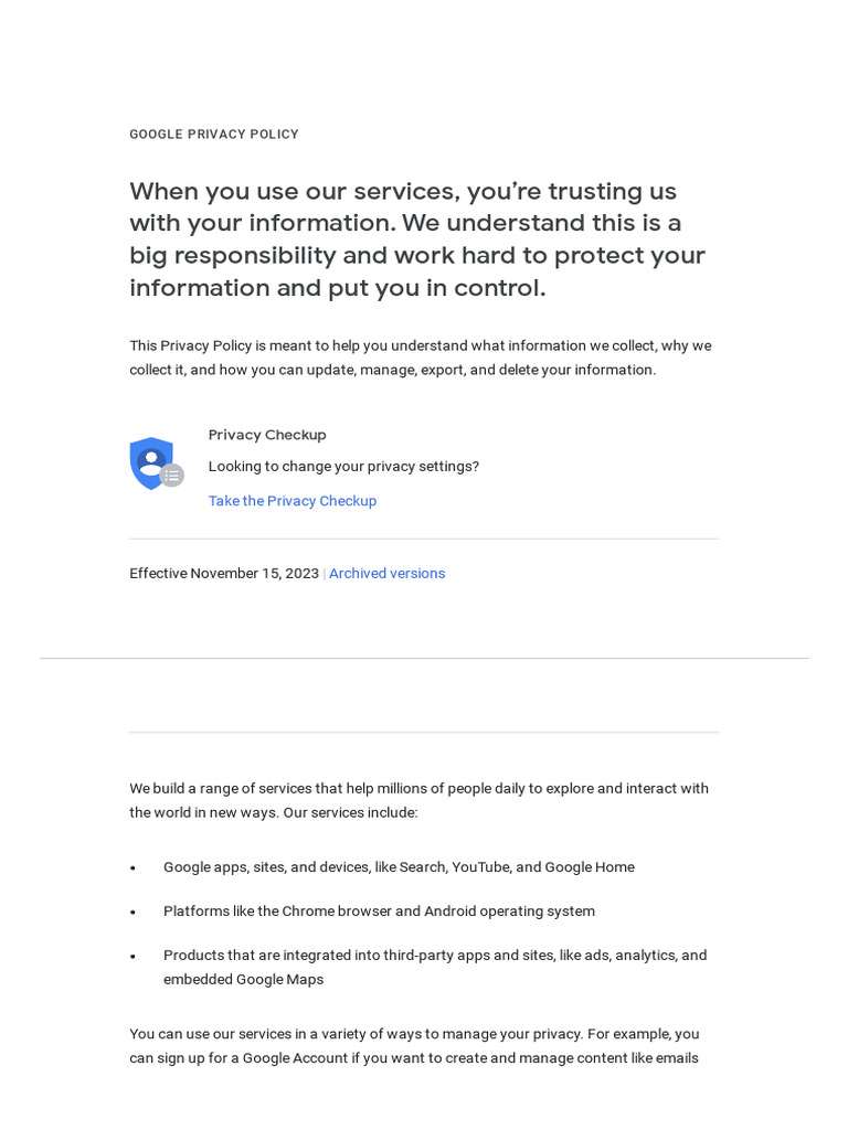 Google Privacy Policy en Us | PDF | Http Cookie | Privacy