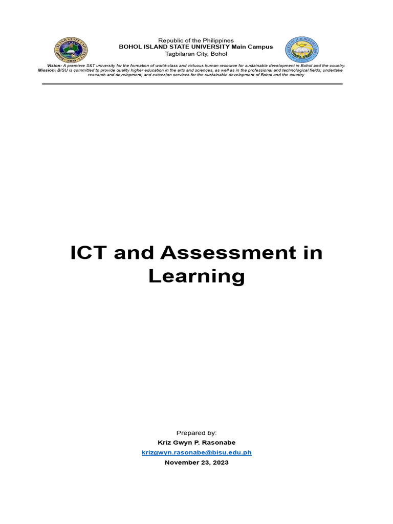Ict In Assessment In Learning Pdf Educational Technology Learning