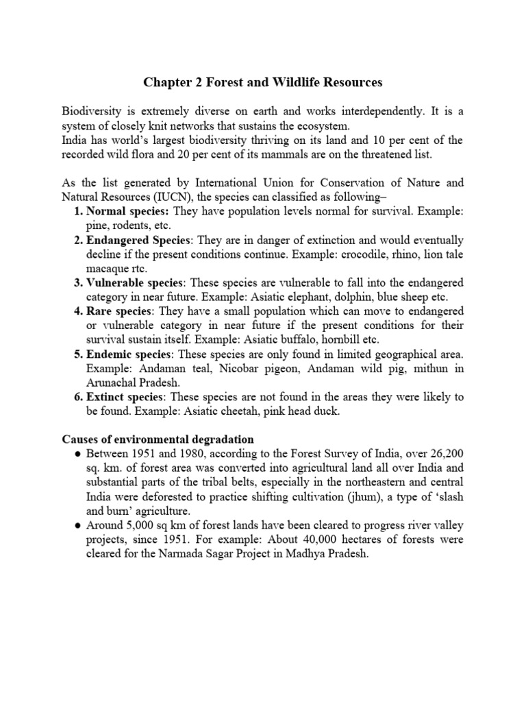 Cbse class 10 geography chapter 2 notes forest and wildlife resources