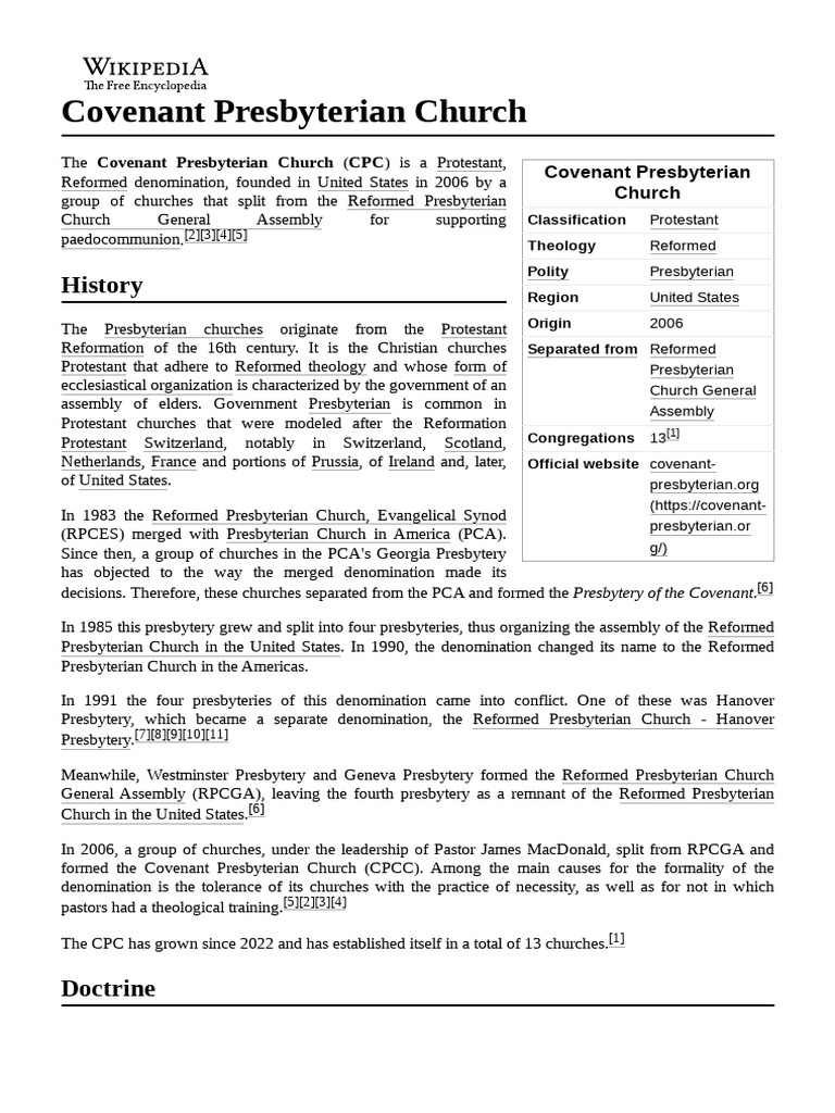 Overview of Covenant Presbyterian Church | PDF | Presbyterianism ...