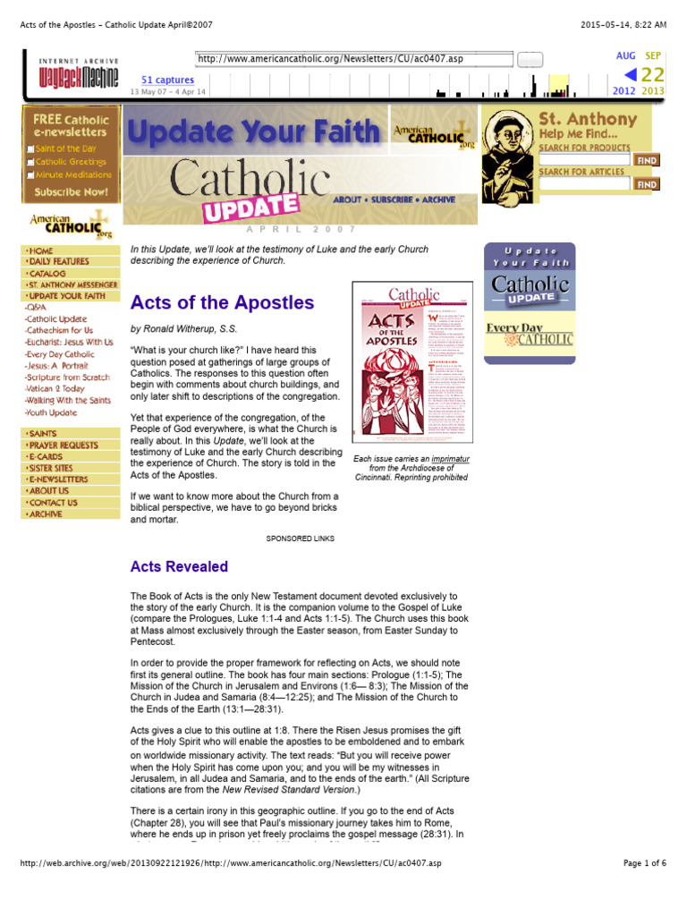 Acts of The Apostles - Catholic Update | PDF | Acts Of The Apostles | Jesus