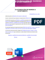 Carta de Autorizacion de Ingreso A Apartamento