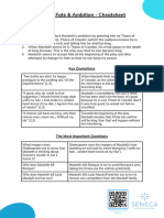 Macbeth - Macbeth's Ambition & Fate - Worksheet & Cheatsheet