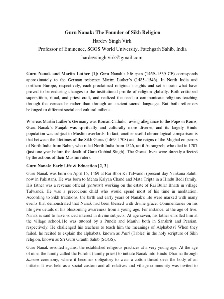 Guru nanak founderof sikh religion pdf guru nanak indian religions