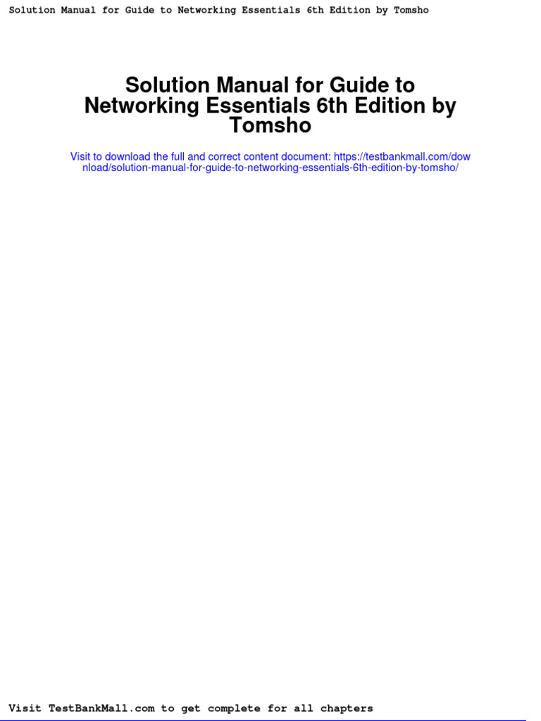 Solution Manual For Guide To Networking Essentials 6th Edition by