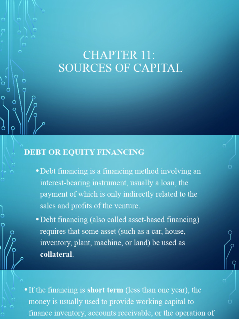 Sources of Capital in Business Financing | PDF | Partnership | Loans