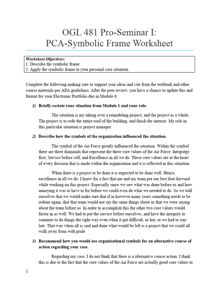 Symbolic Frame Worksheet | PDF | Cognition
