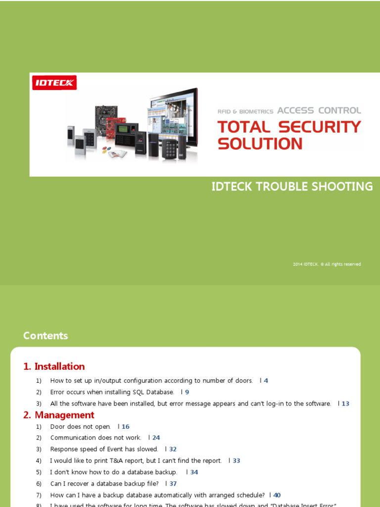IDTECK Troubleshooting Guide | PDF | Ip Address | Computer Network