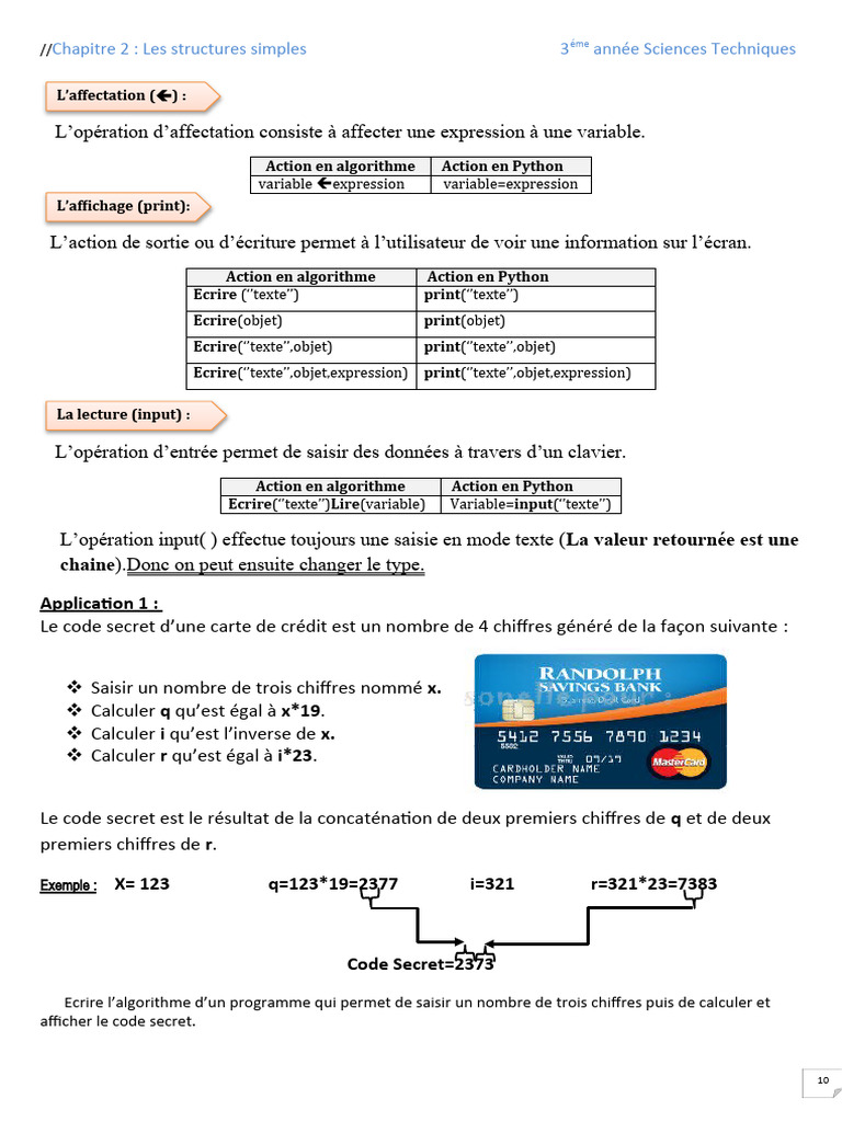 Algorithmes Python pour 2ème science | PDF | Mot de passe | Python ...