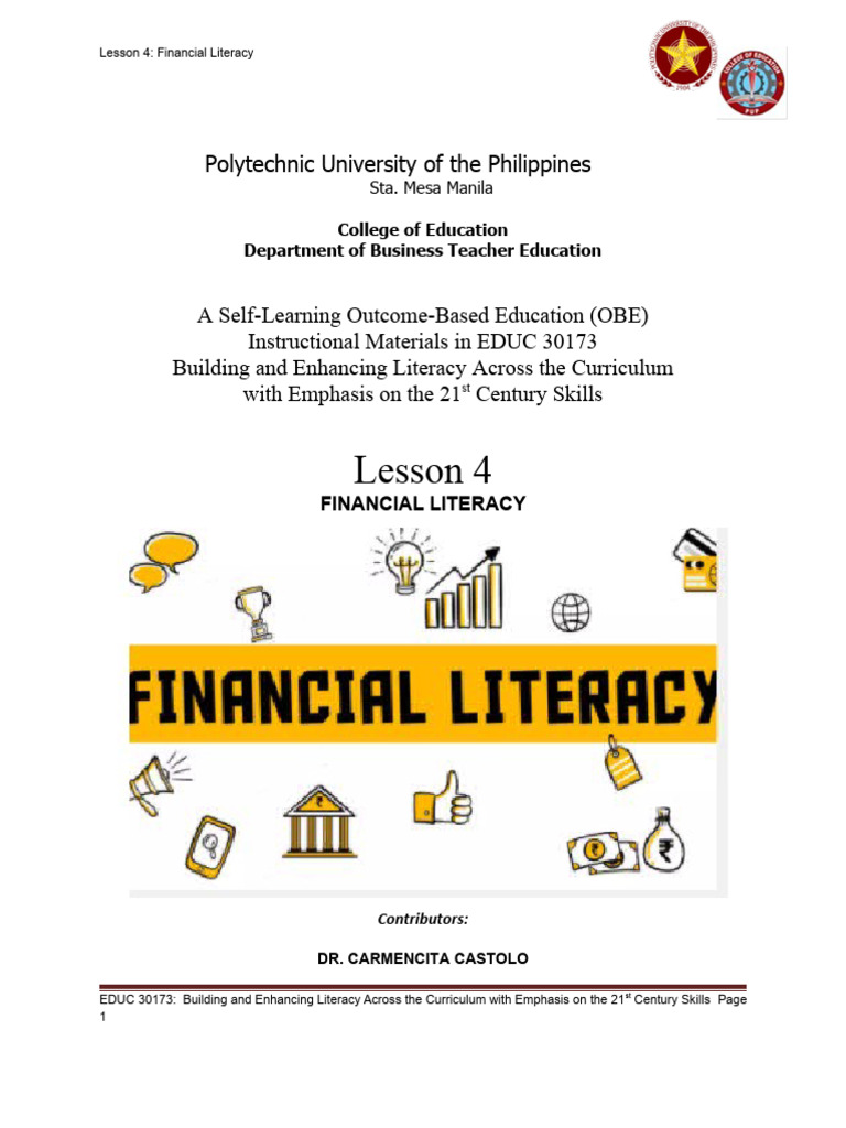 Financial Literacy Lesson Overview | PDF | Interest | Financial Literacy