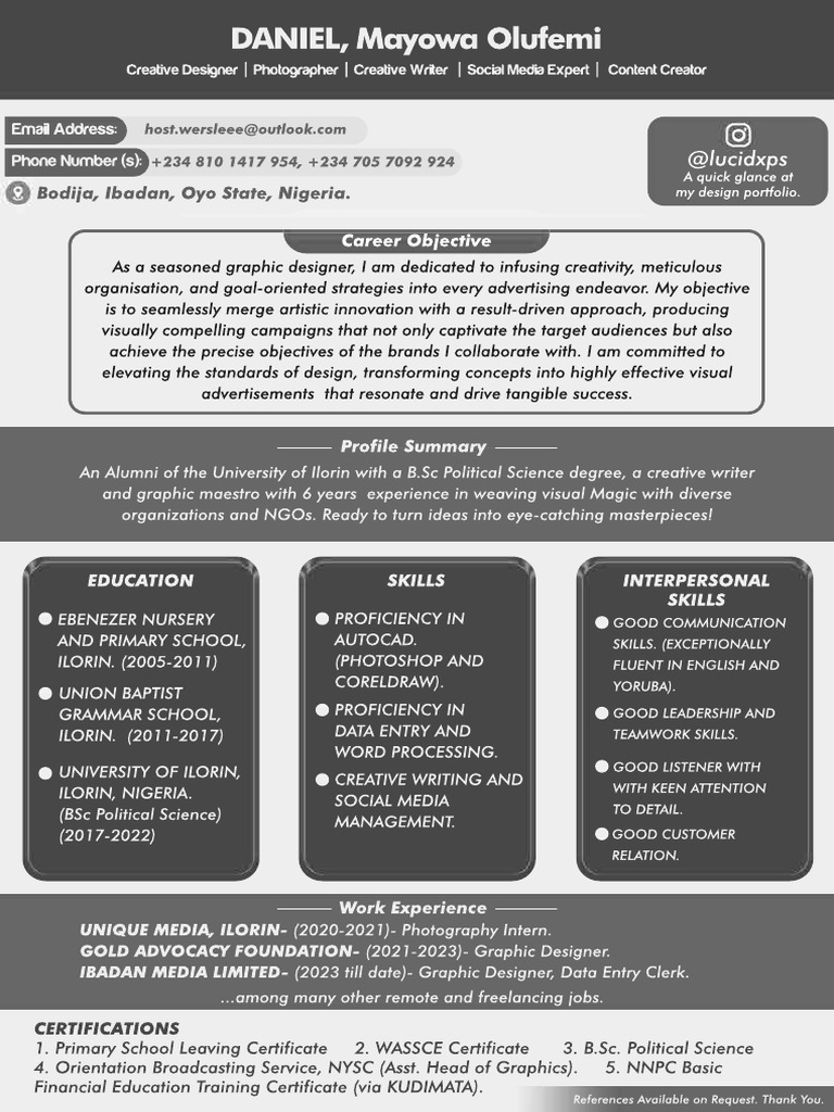 Resumé Sample For Graphic Designer | PDF