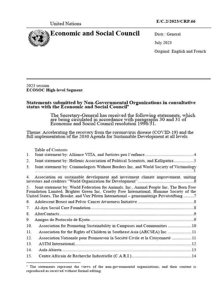 2023 Hls Compilation of Written Statements Ngo - 6jul23 | PDF ...