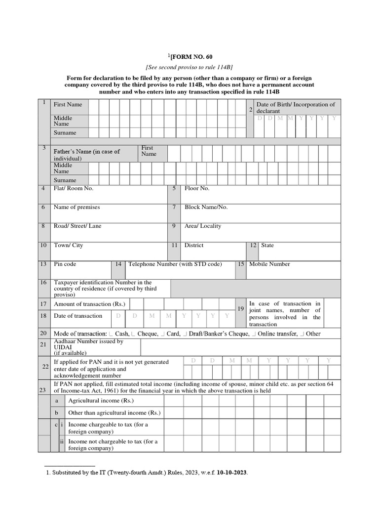 Form 60 income tax download free pdf identity document income tax