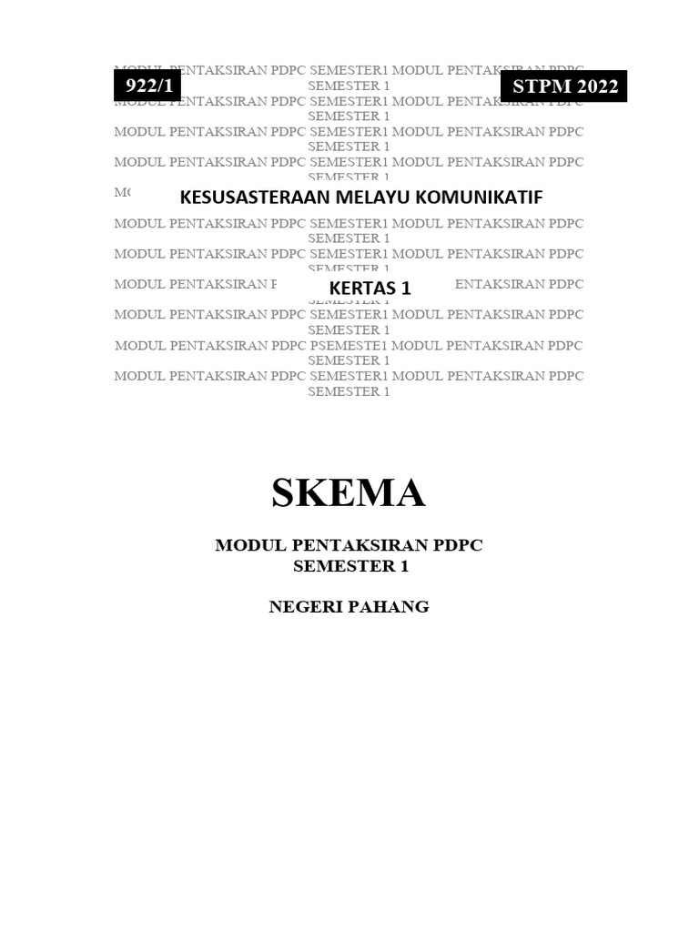Skema Modul Pentaksiran PDPC Semester1 Modul Pentaksiran PDPC Semester ...