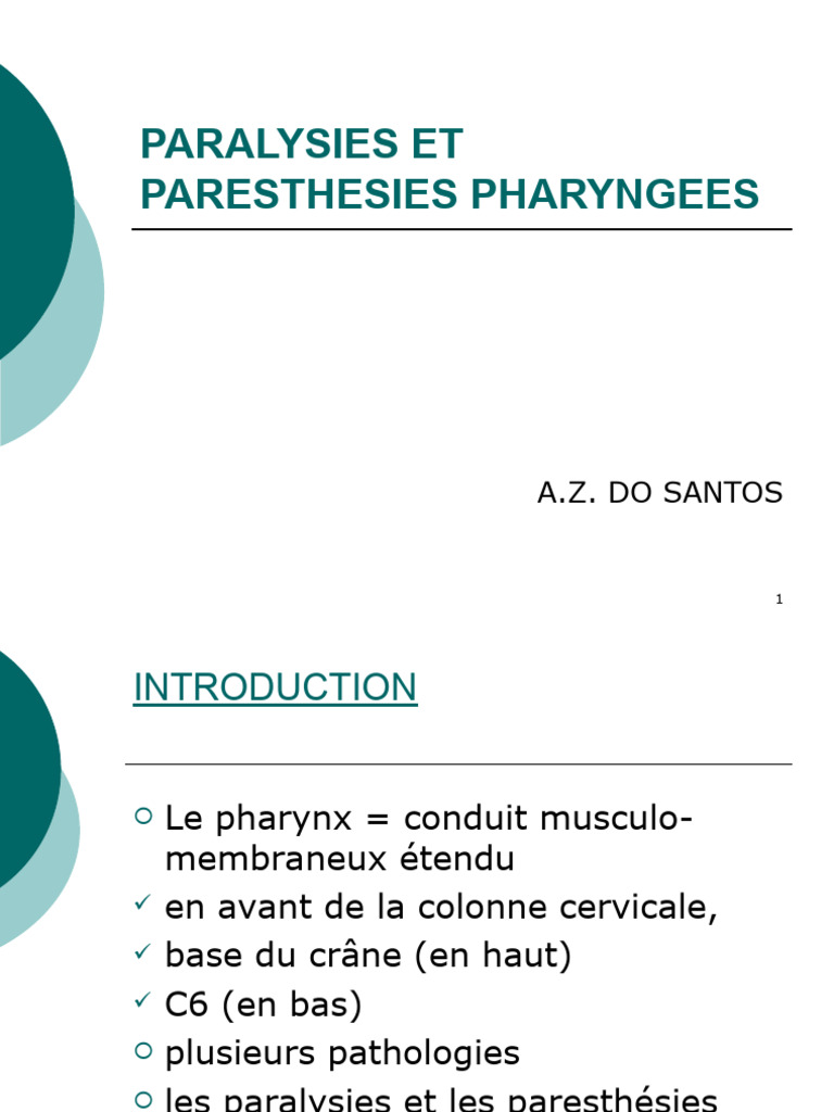 Paralysies Et Paresthesies Pharyngees | PDF | Nerf vague | Langue