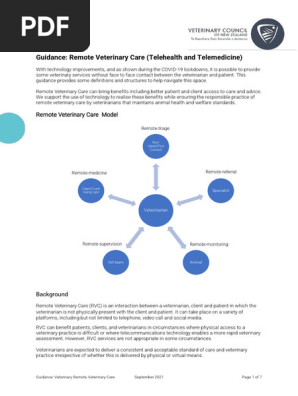 Guidance on Remote Veterinary Care (Telehealth and Telemedicine)