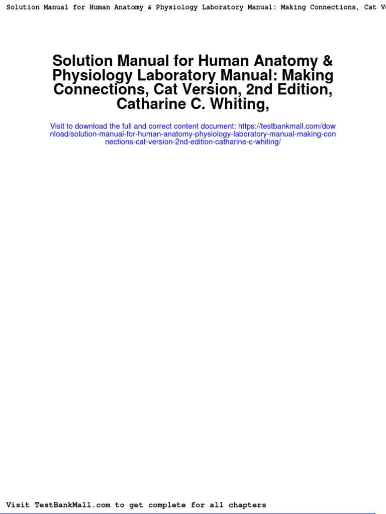 Solution Manual For Human Anatomy Physiology Laboratory Manual Making