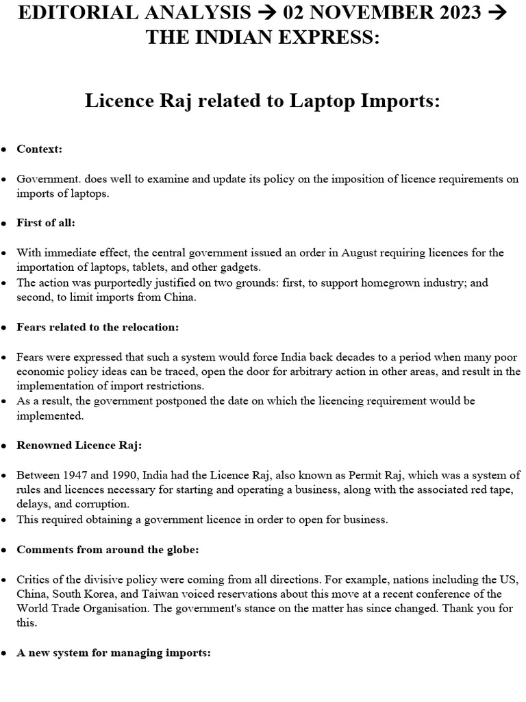 India’s Laptop Import Licensing Update | PDF | Economies