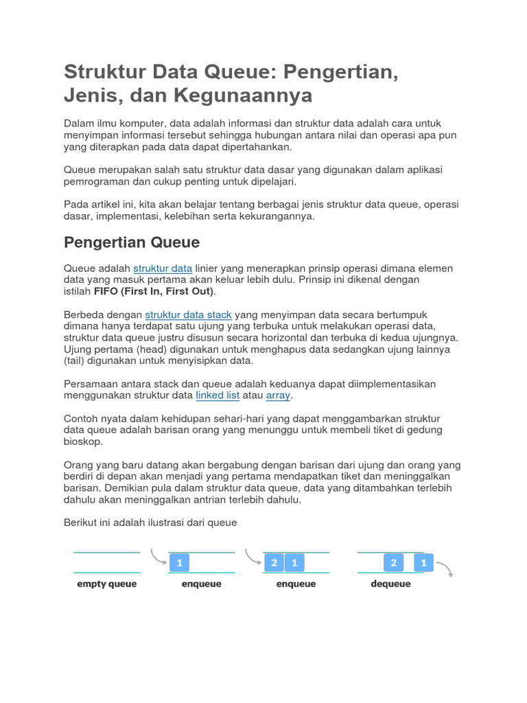 Struktur Data Queue: Pengertian dan Jenis | PDF
