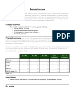 PWC Task 1 - Resource - Business Summary Template