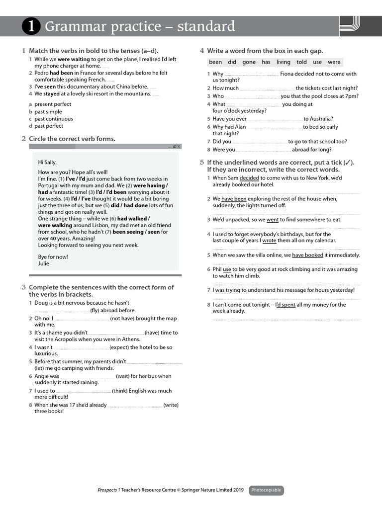 FP1 U01 Grammar Practice Standard | PDF | Linguistics | Language Mechanics