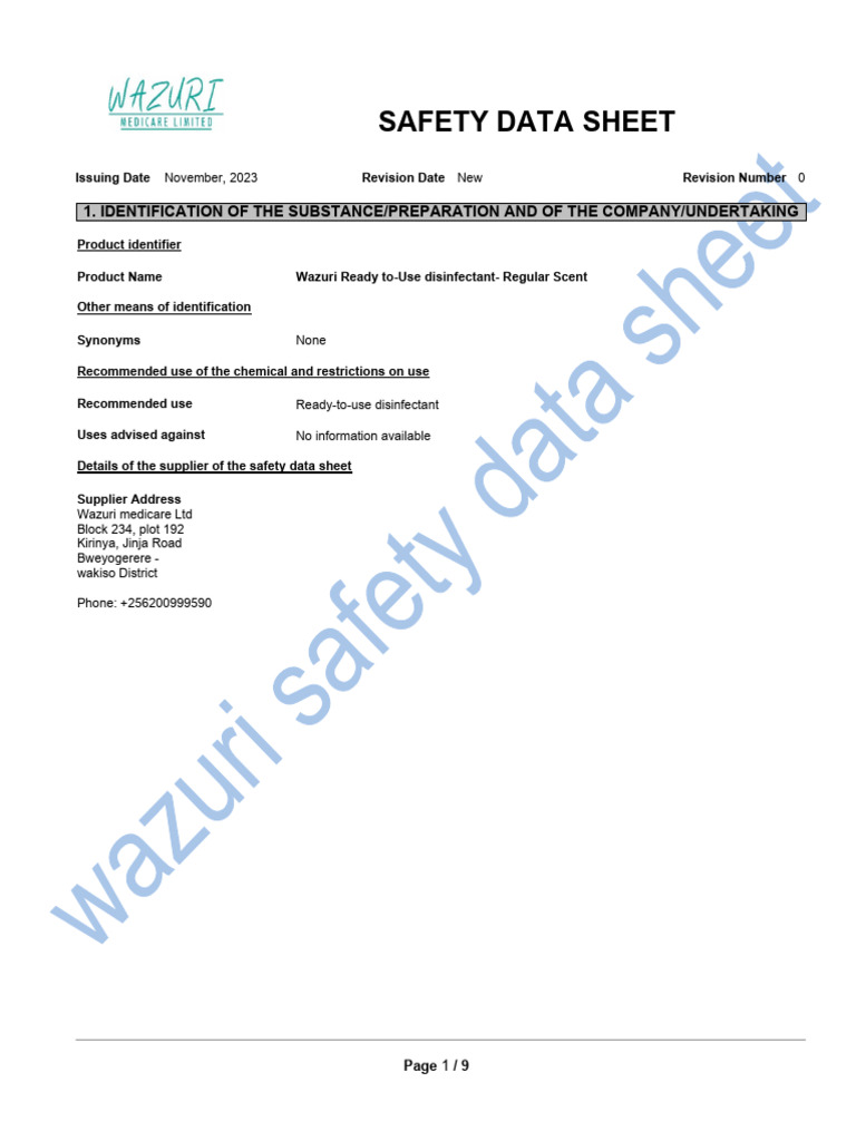 Safety Data Sheet PDF Ammonia Chlorine