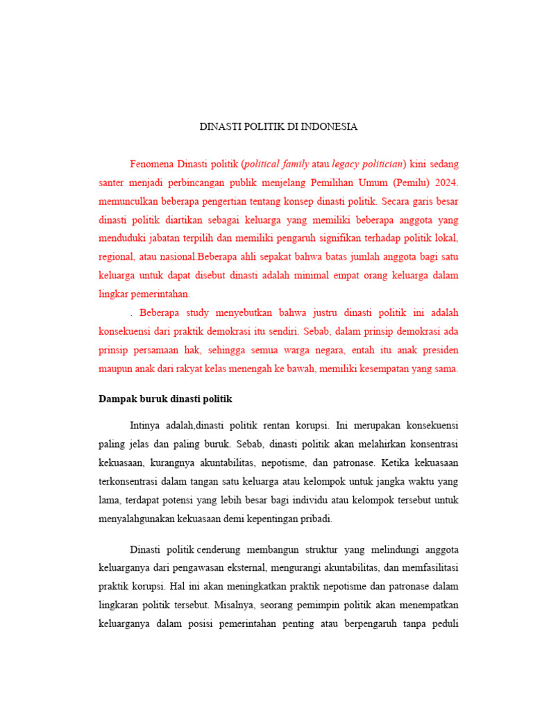 Mahkamah Konstitusi Larangan Dinasti Politik